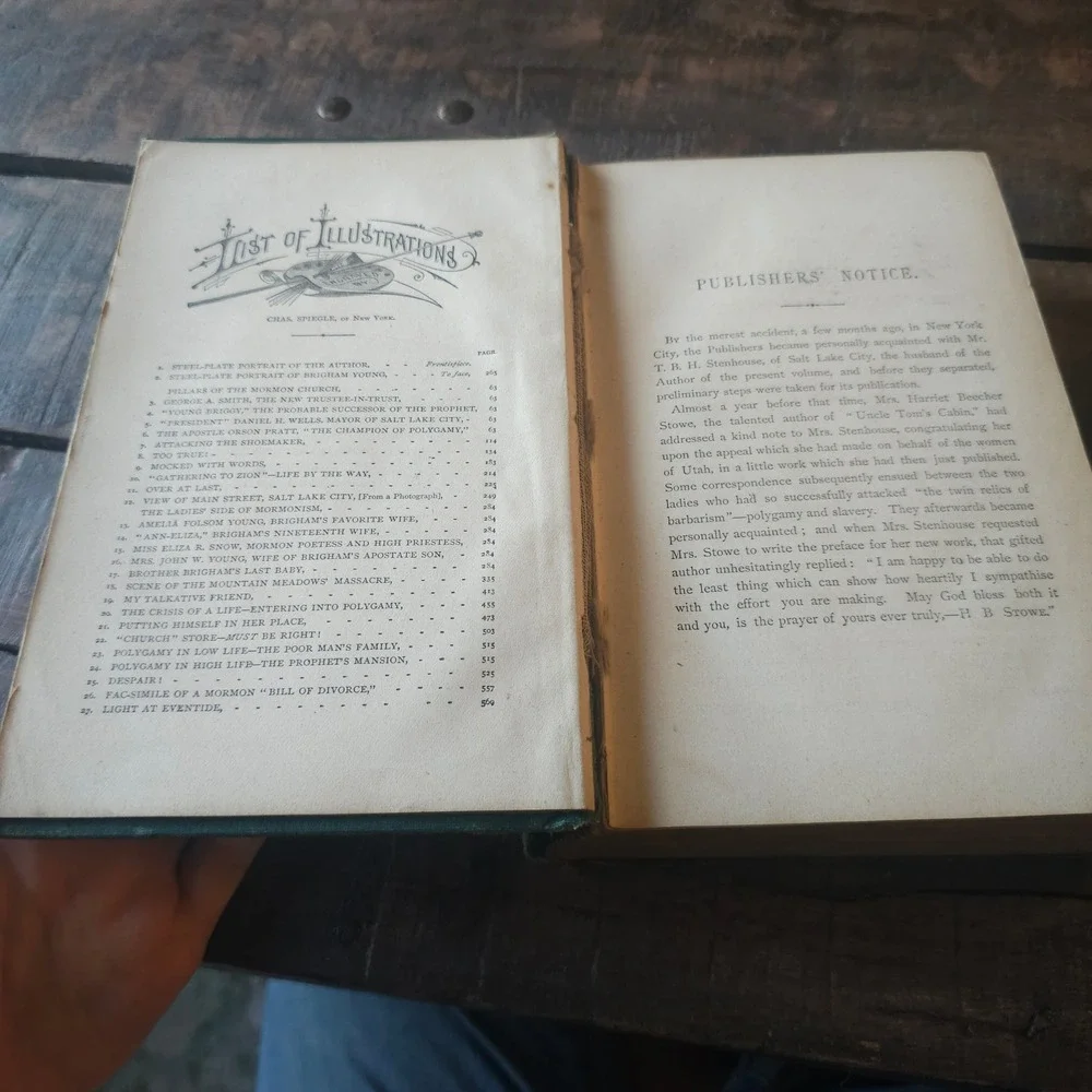 1874 Tell It All Mrs TBH Stenhouse Mormonism Harriet Beecher Stowe Antique Book